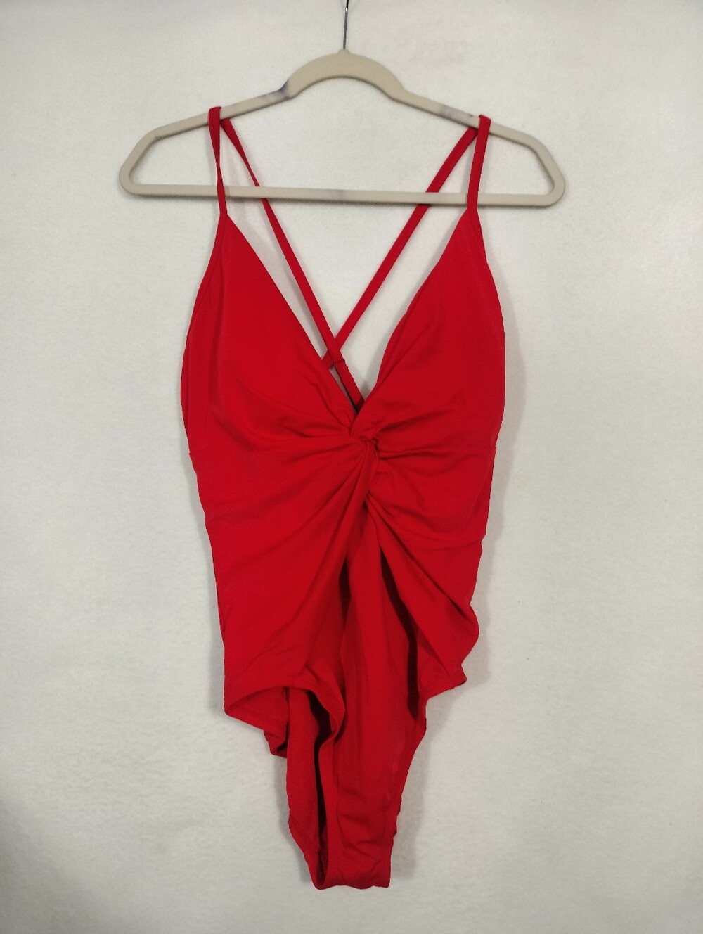 Time and Tru Red Knot-Front One-Piece Swimsuit